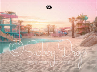 Malibu Doll Beach Waterpark Fabric Backdrop-Fabric Photography Backdrop-Snobby Drops Fabric Backdrops for Photography, Exclusive Designs by Tara Mapes Photography, Enchanted Eye Creations by Tara Mapes, photography backgrounds, photography backdrops, fast shipping, US backdrops, cheap photography backdrops