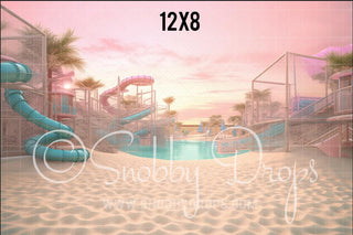 Malibu Doll Beach Waterpark Fabric Backdrop-Fabric Photography Backdrop-Snobby Drops Fabric Backdrops for Photography, Exclusive Designs by Tara Mapes Photography, Enchanted Eye Creations by Tara Mapes, photography backgrounds, photography backdrops, fast shipping, US backdrops, cheap photography backdrops