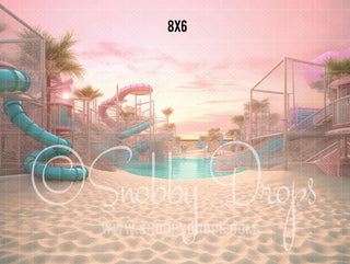 Malibu Doll Beach Waterpark Fabric Backdrop-Fabric Photography Backdrop-Snobby Drops Fabric Backdrops for Photography, Exclusive Designs by Tara Mapes Photography, Enchanted Eye Creations by Tara Mapes, photography backgrounds, photography backdrops, fast shipping, US backdrops, cheap photography backdrops