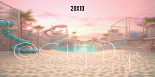 Malibu Doll Beach Waterpark Fabric Backdrop-Fabric Photography Backdrop-Snobby Drops Fabric Backdrops for Photography, Exclusive Designs by Tara Mapes Photography, Enchanted Eye Creations by Tara Mapes, photography backgrounds, photography backdrops, fast shipping, US backdrops, cheap photography backdrops