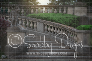 Mansion Garden Stairs Fabric Backdrop-Fabric Photography Backdrop-Snobby Drops Fabric Backdrops for Photography, Exclusive Designs by Tara Mapes Photography, Enchanted Eye Creations by Tara Mapes, photography backgrounds, photography backdrops, fast shipping, US backdrops, cheap photography backdrops