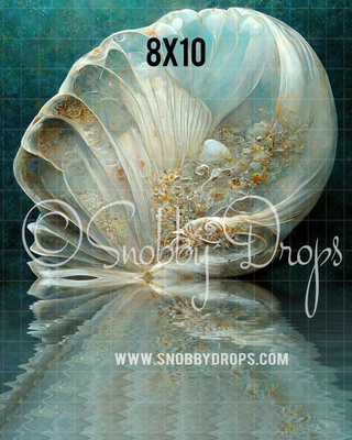 Mermaid Clam Fabric Backdrop Sweep-Fabric Photography Sweep-Snobby Drops Fabric Backdrops for Photography, Exclusive Designs by Tara Mapes Photography, Enchanted Eye Creations by Tara Mapes, photography backgrounds, photography backdrops, fast shipping, US backdrops, cheap photography backdrops