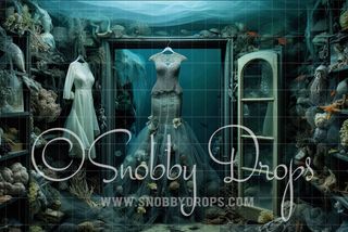 Mermaid Closet Fabric Backdrop-Fabric Photography Backdrop-Snobby Drops Fabric Backdrops for Photography, Exclusive Designs by Tara Mapes Photography, Enchanted Eye Creations by Tara Mapes, photography backgrounds, photography backdrops, fast shipping, US backdrops, cheap photography backdrops