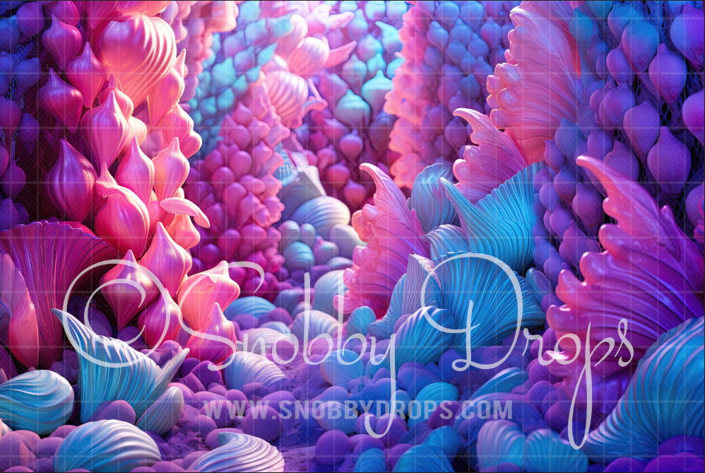 Shell Cloth Backdrop Mermaid Cove Shells Fabric Backdrop by Snobby Drops