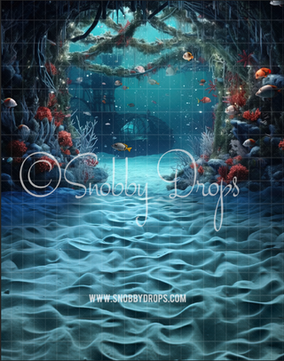 Mermaid Path Fabric Backdrop Sweep-Fabric Photography Sweep-Snobby Drops Fabric Backdrops for Photography, Exclusive Designs by Tara Mapes Photography, Enchanted Eye Creations by Tara Mapes, photography backgrounds, photography backdrops, fast shipping, US backdrops, cheap photography backdrops