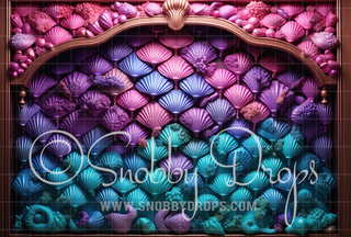 Mermaid Shells Texture Headboard Fabric Backdrop-Fabric Photography Backdrop-Snobby Drops Fabric Backdrops for Photography, Exclusive Designs by Tara Mapes Photography, Enchanted Eye Creations by Tara Mapes, photography backgrounds, photography backdrops, fast shipping, US backdrops, cheap photography backdrops