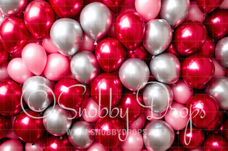 Mylar Balloon Wall Valentine Fabric Backdrop-Fabric Photography Backdrop-Snobby Drops Fabric Backdrops for Photography, Exclusive Designs by Tara Mapes Photography, Enchanted Eye Creations by Tara Mapes, photography backgrounds, photography backdrops, fast shipping, US backdrops, cheap photography backdrops