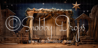 Nativity Scene Theater Fabric Event Backdrop-Fabric Photography Backdrop-Snobby Drops Fabric Backdrops for Photography, Exclusive Designs by Tara Mapes Photography, Enchanted Eye Creations by Tara Mapes, photography backgrounds, photography backdrops, fast shipping, US backdrops, cheap photography backdrops