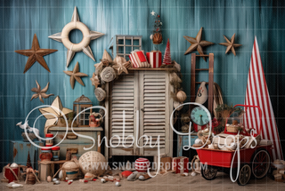 Nautical Baby Cake Smash Fabric Backdrop-Fabric Photography Backdrop-Snobby Drops Fabric Backdrops for Photography, Exclusive Designs by Tara Mapes Photography, Enchanted Eye Creations by Tara Mapes, photography backgrounds, photography backdrops, fast shipping, US backdrops, cheap photography backdrops