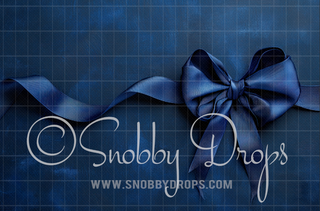 Navy Blue Bow and Ribbon Fabric Backdrop-Fabric Photography Backdrop-Snobby Drops Fabric Backdrops for Photography, Exclusive Designs by Tara Mapes Photography, Enchanted Eye Creations by Tara Mapes, photography backgrounds, photography backdrops, fast shipping, US backdrops, cheap photography backdrops