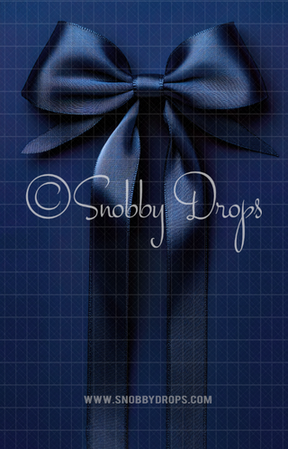 Navy Blue Bow and Ribbon Fabric Backdrop Sweep-Fabric Photography Sweep-Snobby Drops Fabric Backdrops for Photography, Exclusive Designs by Tara Mapes Photography, Enchanted Eye Creations by Tara Mapes, photography backgrounds, photography backdrops, fast shipping, US backdrops, cheap photography backdrops