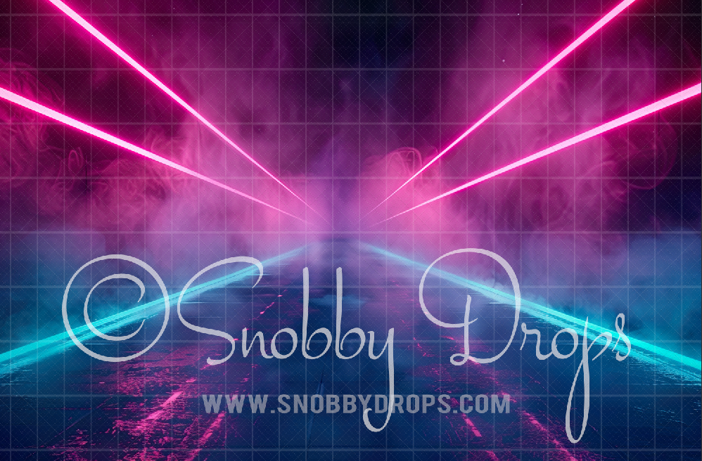 Snobby Neon Glowing Pink and Blue Laser Lines 80s Themed Fabric Backdrop by ...