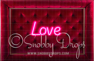 Neon Love Headboard Fabric Backdrop-Fabric Photography Backdrop-Snobby Drops Fabric Backdrops for Photography, Exclusive Designs by Tara Mapes Photography, Enchanted Eye Creations by Tara Mapes, photography backgrounds, photography backdrops, fast shipping, US backdrops, cheap photography backdrops