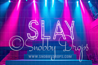 Neon Slay Stage Fabric Backdrop-Fabric Photography Backdrop-Snobby Drops Fabric Backdrops for Photography, Exclusive Designs by Tara Mapes Photography, Enchanted Eye Creations by Tara Mapes, photography backgrounds, photography backdrops, fast shipping, US backdrops, cheap photography backdrops