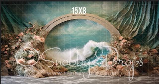 Ocean Themed Cake Smash Fabric Backdrop-Fabric Photography Backdrop-Snobby Drops Fabric Backdrops for Photography, Exclusive Designs by Tara Mapes Photography, Enchanted Eye Creations by Tara Mapes, photography backgrounds, photography backdrops, fast shipping, US backdrops, cheap photography backdrops