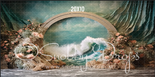 Ocean Themed Cake Smash Fabric Backdrop-Fabric Photography Backdrop-Snobby Drops Fabric Backdrops for Photography, Exclusive Designs by Tara Mapes Photography, Enchanted Eye Creations by Tara Mapes, photography backgrounds, photography backdrops, fast shipping, US backdrops, cheap photography backdrops