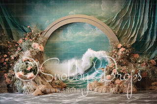 Ocean Themed Cake Smash Fabric Backdrop-Fabric Photography Backdrop-Snobby Drops Fabric Backdrops for Photography, Exclusive Designs by Tara Mapes Photography, Enchanted Eye Creations by Tara Mapes, photography backgrounds, photography backdrops, fast shipping, US backdrops, cheap photography backdrops