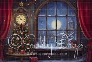 Oil Painting Night Before Christmas Fabric Backdrop | Nostalgia Collection-Fabric Photography Backdrop-Snobby Drops Fabric Backdrops for Photography, Exclusive Designs by Tara Mapes Photography, Enchanted Eye Creations by Tara Mapes, photography backgrounds, photography backdrops, fast shipping, US backdrops, cheap photography backdrops