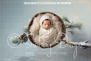 Oil Painting Winter Tree Branch Newborn Fabric Wee Drop-Fabric Photography Backdrop-Snobby Drops Fabric Backdrops for Photography, Exclusive Designs by Tara Mapes Photography, Enchanted Eye Creations by Tara Mapes, photography backgrounds, photography backdrops, fast shipping, US backdrops, cheap photography backdrops