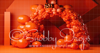 Orange Balloon Arch Backdrop-Fabric Photography Backdrop-Snobby Drops Fabric Backdrops for Photography, Exclusive Designs by Tara Mapes Photography, Enchanted Eye Creations by Tara Mapes, photography backgrounds, photography backdrops, fast shipping, US backdrops, cheap photography backdrops