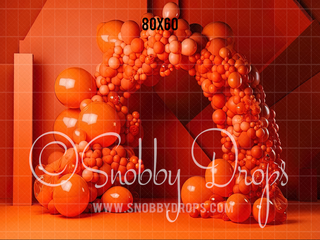 Orange Balloon Arch Backdrop-Fabric Photography Backdrop-Snobby Drops Fabric Backdrops for Photography, Exclusive Designs by Tara Mapes Photography, Enchanted Eye Creations by Tara Mapes, photography backgrounds, photography backdrops, fast shipping, US backdrops, cheap photography backdrops