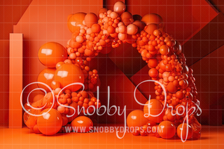 Orange Balloon Arch Backdrop-Fabric Photography Backdrop-Snobby Drops Fabric Backdrops for Photography, Exclusive Designs by Tara Mapes Photography, Enchanted Eye Creations by Tara Mapes, photography backgrounds, photography backdrops, fast shipping, US backdrops, cheap photography backdrops