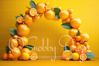 ORANGES! Balloon Arch Cake Smash Backdrop-Fabric Photography Backdrop-Snobby Drops Fabric Backdrops for Photography, Exclusive Designs by Tara Mapes Photography, Enchanted Eye Creations by Tara Mapes, photography backgrounds, photography backdrops, fast shipping, US backdrops, cheap photography backdrops