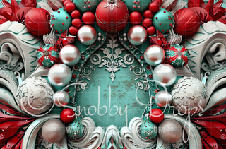 Ornate Christmas Design Fabric Backdrop-Fabric Photography Backdrop-Snobby Drops Fabric Backdrops for Photography, Exclusive Designs by Tara Mapes Photography, Enchanted Eye Creations by Tara Mapes, photography backgrounds, photography backdrops, fast shipping, US backdrops, cheap photography backdrops