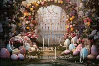 Ornate Easter Gate Fabric Backdrop-Fabric Photography Backdrop-Snobby Drops Fabric Backdrops for Photography, Exclusive Designs by Tara Mapes Photography, Enchanted Eye Creations by Tara Mapes, photography backgrounds, photography backdrops, fast shipping, US backdrops, cheap photography backdrops