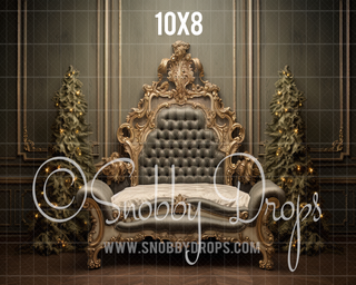 Ornate Gold Christmas Bed Headboard Fabric Backdrop-Fabric Photography Backdrop-Snobby Drops Fabric Backdrops for Photography, Exclusive Designs by Tara Mapes Photography, Enchanted Eye Creations by Tara Mapes, photography backgrounds, photography backdrops, fast shipping, US backdrops, cheap photography backdrops