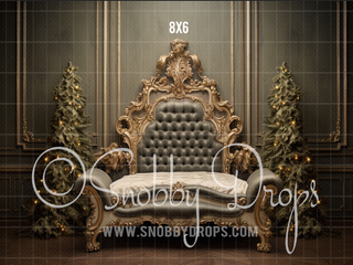 Ornate Gold Christmas Bed Headboard Fabric Backdrop-Fabric Photography Backdrop-Snobby Drops Fabric Backdrops for Photography, Exclusive Designs by Tara Mapes Photography, Enchanted Eye Creations by Tara Mapes, photography backgrounds, photography backdrops, fast shipping, US backdrops, cheap photography backdrops