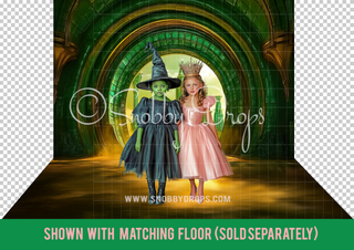 Oz Portal Window Emerald City Fabric Backdrop-Fabric Photography Backdrop-Snobby Drops Fabric Backdrops for Photography, Exclusive Designs by Tara Mapes Photography, Enchanted Eye Creations by Tara Mapes, photography backgrounds, photography backdrops, fast shipping, US backdrops, cheap photography backdrops