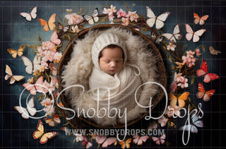 Painterly Butterfly Newborn Rubber Backed Floor Wee Drop-Newborn Rubber Backed Photography Floor-Snobby Drops Fabric Backdrops for Photography, Exclusive Designs by Tara Mapes Photography, Enchanted Eye Creations by Tara Mapes, photography backgrounds, photography backdrops, fast shipping, US backdrops, cheap photography backdrops