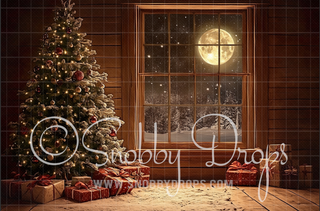 Painterly Christmas Window Fabric Backdrop-Fabric Photography Backdrop-Snobby Drops Fabric Backdrops for Photography, Exclusive Designs by Tara Mapes Photography, Enchanted Eye Creations by Tara Mapes, photography backgrounds, photography backdrops, fast shipping, US backdrops, cheap photography backdrops