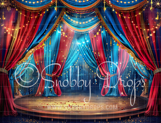 Painterly Circus Stage Fabric Backdrop-Fabric Photography Backdrop-Snobby Drops Fabric Backdrops for Photography, Exclusive Designs by Tara Mapes Photography, Enchanted Eye Creations by Tara Mapes, photography backgrounds, photography backdrops, fast shipping, US backdrops, cheap photography backdrops