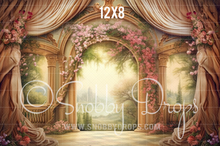 Painterly Fantasy Golden Garden Room Fabric Backdrop-Fabric Photography Backdrop-Snobby Drops Fabric Backdrops for Photography, Exclusive Designs by Tara Mapes Photography, Enchanted Eye Creations by Tara Mapes, photography backgrounds, photography backdrops, fast shipping, US backdrops, cheap photography backdrops