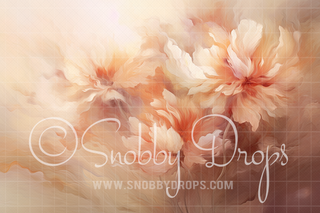 Painterly Orangey Beige Flowers Fabric Backdrop-Fabric Photography Backdrop-Snobby Drops Fabric Backdrops for Photography, Exclusive Designs by Tara Mapes Photography, Enchanted Eye Creations by Tara Mapes, photography backgrounds, photography backdrops, fast shipping, US backdrops, cheap photography backdrops