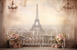 Painterly Paris Balcony Fabric Backdrop-Fabric Photography Backdrop-Snobby Drops Fabric Backdrops for Photography, Exclusive Designs by Tara Mapes Photography, Enchanted Eye Creations by Tara Mapes, photography backgrounds, photography backdrops, fast shipping, US backdrops, cheap photography backdrops