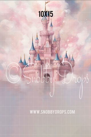 Painterly Princess Castle Fabric Backdrop Sweep-Fabric Photography Backdrop-Snobby Drops Fabric Backdrops for Photography, Exclusive Designs by Tara Mapes Photography, Enchanted Eye Creations by Tara Mapes, photography backgrounds, photography backdrops, fast shipping, US backdrops, cheap photography backdrops