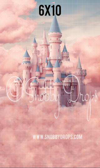 Painterly Princess Castle Fabric Backdrop Sweep-Fabric Photography Sweep-Snobby Drops Fabric Backdrops for Photography, Exclusive Designs by Tara Mapes Photography, Enchanted Eye Creations by Tara Mapes, photography backgrounds, photography backdrops, fast shipping, US backdrops, cheap photography backdrops