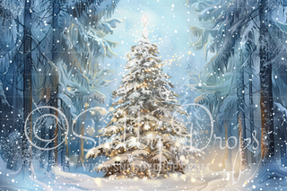 Painterly Snowy Blue Christmas Fabric Backdrop-Fabric Photography Backdrop-Snobby Drops Fabric Backdrops for Photography, Exclusive Designs by Tara Mapes Photography, Enchanted Eye Creations by Tara Mapes, photography backgrounds, photography backdrops, fast shipping, US backdrops, cheap photography backdrops