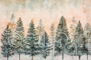 Painterly Winter Pines Fabric Backdrop-Fabric Photography Backdrop-Snobby Drops Fabric Backdrops for Photography, Exclusive Designs by Tara Mapes Photography, Enchanted Eye Creations by Tara Mapes, photography backgrounds, photography backdrops, fast shipping, US backdrops, cheap photography backdrops
