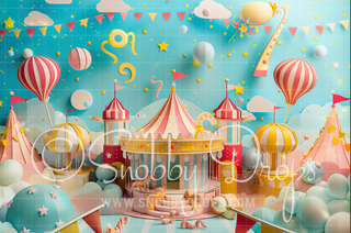 Paper Art Circus Fabric Backdrop-Fabric Photography Backdrop-Snobby Drops Fabric Backdrops for Photography, Exclusive Designs by Tara Mapes Photography, Enchanted Eye Creations by Tara Mapes, photography backgrounds, photography backdrops, fast shipping, US backdrops, cheap photography backdrops