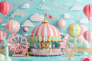 Paper Art Circus Land Fabric Backdrop-Fabric Photography Backdrop-Snobby Drops Fabric Backdrops for Photography, Exclusive Designs by Tara Mapes Photography, Enchanted Eye Creations by Tara Mapes, photography backgrounds, photography backdrops, fast shipping, US backdrops, cheap photography backdrops
