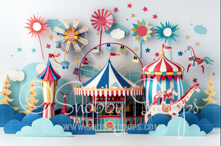 Paper Art Circus Tent White Fabric Backdrop-Fabric Photography Backdrop-Snobby Drops Fabric Backdrops for Photography, Exclusive Designs by Tara Mapes Photography, Enchanted Eye Creations by Tara Mapes, photography backgrounds, photography backdrops, fast shipping, US backdrops, cheap photography backdrops