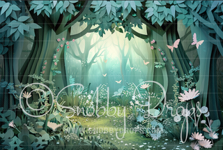 Paper Art Enchanted Forest Fabric Backdrop-Fabric Photography Backdrop-Snobby Drops Fabric Backdrops for Photography, Exclusive Designs by Tara Mapes Photography, Enchanted Eye Creations by Tara Mapes, photography backgrounds, photography backdrops, fast shipping, US backdrops, cheap photography backdrops
