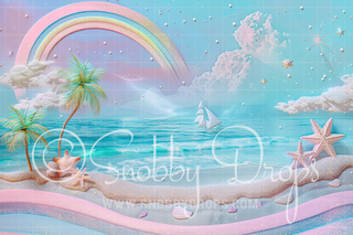Paper Art Glitter Beach Backdrop-Fabric Photography Backdrop-Snobby Drops Fabric Backdrops for Photography, Exclusive Designs by Tara Mapes Photography, Enchanted Eye Creations by Tara Mapes, photography backgrounds, photography backdrops, fast shipping, US backdrops, cheap photography backdrops