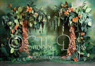 Paper Art Jungle Scene with Trees Fabric Backdrop-Fabric Photography Backdrop-Snobby Drops Fabric Backdrops for Photography, Exclusive Designs by Tara Mapes Photography, Enchanted Eye Creations by Tara Mapes, photography backgrounds, photography backdrops, fast shipping, US backdrops, cheap photography backdrops