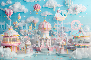 Paper Art Pastel Circus Land Fabric Backdrop-Fabric Photography Backdrop-Snobby Drops Fabric Backdrops for Photography, Exclusive Designs by Tara Mapes Photography, Enchanted Eye Creations by Tara Mapes, photography backgrounds, photography backdrops, fast shipping, US backdrops, cheap photography backdrops