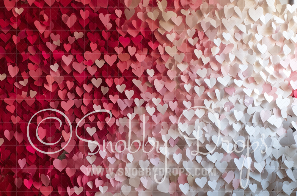 Paper Heart Wall Valentine Fabric Backdrop by Snobby Drops USA